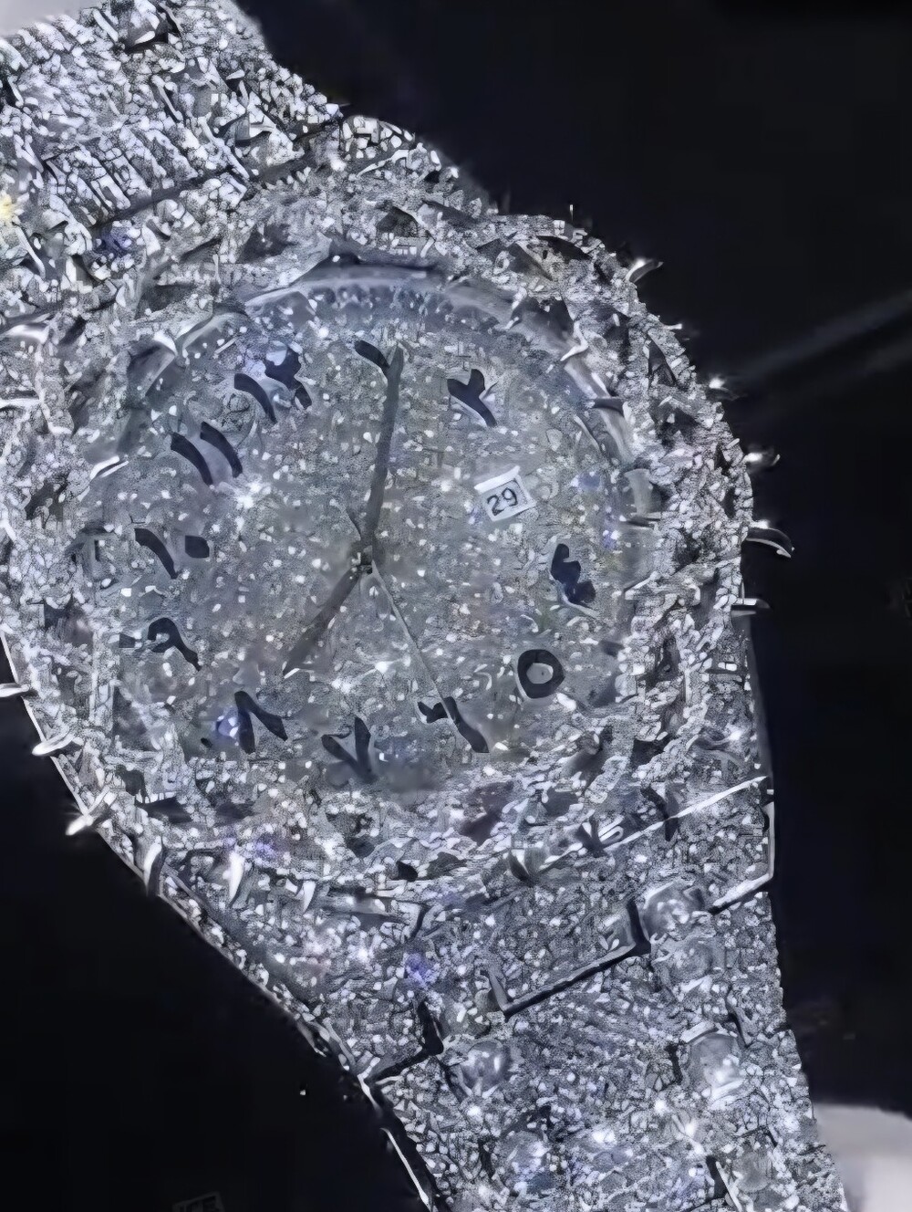 Iced Out Thorn Crown Bezel  Watch w Arabic Numeral Dial Fully Iced Out 45MM - Picture 4 of 7